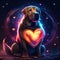 Labrador Retriever hugging heart Golden Labrador Retriever in love with a heart. Vector illustration. Generative AI animal a