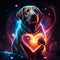 Labrador Retriever hugging heart Labrador Retriever in love with a heart, digital illustration AI generated animal ai