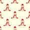 Labrador Retriever with Santa Hat Seamless on Ivory Beige Background. Vector Illustration.