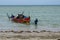 Labuan,Malaysia-Feb 11,2020:Labuan traditional fisherman returning from the sea after fishing activity at Labuan,Malaysia.Fishing