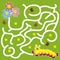 Labyrinth, board game for children, caterpillar and flowers