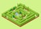 Labyrinth Garden Isometric Design