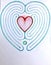 Labyrinth Heart, artistic neural drawing by hand, for meditation