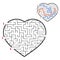 Labyrinth heart. Game for kids and adults. Find the right path. Puzzle for children. Labyrinth conundrum. Flat vector illustration