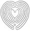 Labyrinth Heart. Hand drawn, for balance, cleansing, monochrome