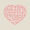 Labyrinth heart. Simple flat vector illustration isolated on a beige background