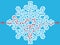 Labyrinth inside the snowflake shape. Creative Christmas flat maze. Puzzle related to frost, winter, new year, cold