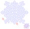 Labyrinth inside the snowflake shape. Creative Christmas flat maze. Puzzle related to frost, winter, new year, cold