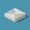 Labyrinth isometric game and maze fun puzzle isolated on blue background. Puzzle riddle logic game isometric concept