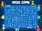 Labyrinth maze game, cartoon funny robots bots