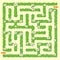 Labyrinth. Maze game for kids. Green grass and chamomiles