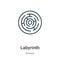 Labyrinth outline vector icon. Thin line black labyrinth icon, flat vector simple element illustration from editable greece