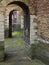 A labyrinth of passages in the brick walls in Delft, the Netherlands