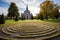 a labyrinth path outside a church for meditation