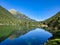 lac de champex. Beautiful mountain lake above Orsieres in Valais. idyllic landscape. Enjoy the silence of nature