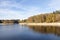 Lac de Vassiviere, Nouvelle-Aquitaine, France in autumn in evening light