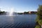 Lac des nations, Sherbrooke Qc french city in Estrie quebec Canada eastern townships fountain and lake