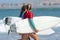 Lacanau, France. Surfers on the beach in summer