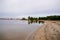Lacanau lake beach water morning in Gironde France