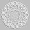Lace 3D mandala, round symmetrical openwork pattern, decorative snowflake, arabic ornament, decorative design element,