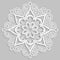 Lace 3D mandala, round symmetrical openwork pattern, decorative snowflake, arabic ornament, decorative design element,