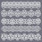 Lace borders. Seamless vintage cotton lace eyelets, horizontal stripe handmade. Embroidered decorative ornate pattern