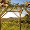 Lace cloth and flowers on a wooden Chuppah