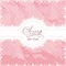 Lace doily border on a pink textured shabby polka dot background