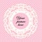 Lace Doily Frame, Pastel Pink Polka Dot Background