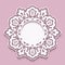 Lace doily, round cutout paper frame template