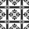 Lace textured elegance floral vector seamless pattern. Black and white ornamental checkered background. Repeat striped backdrop.