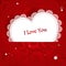 Laced applique white paper Valentine card I love you