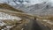 Lachen, Sikkim, India - 30 April, 2018: A motor bike travelling through the himalayan roads of North Sikkim near Gurudongmar Lake