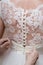 Lacing corset of wedding gown