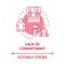 Lack of commitment pink concept icon