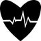 Lack Heart pulse on the white background. Heartbeat lone, cardiogram. Beautiful healthcare, medical. Modern simple design. Icon. s