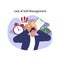 Lack of self-management concept. Flat vector illustration