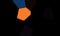 Laconic minimal mosaic or puzzle consists of orange blue black polygons.