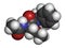 Lacosamide anticonvulsant drug molecule. 3D rendering. Atoms are represented as spheres with conventional color coding: hydrogen (