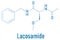 Lacosamide anticonvulsant drug molecule. Skeletal formula. Chemical structure
