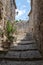 Lacoste Vaucluse Provence France ancient alley stairs in the old town