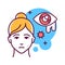 Lacrimation color line icon. Flu symptom. Abnormal or excessive secretion of tears due to local or systemic disease. Pictogram for