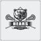 Lacrosse club emblem with bear head.