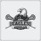 Lacrosse club emblem with eagle head.