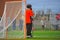 Lacrosse Goalie standing guard