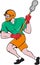 Lacrosse Player Crosse Stick Running Cartoon