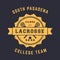 Lacrosse team, vintage badge, emblem, lacrosse t-shirt design, print