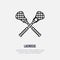Lacrosse vector line icon. Ball and sticks logo, equipment sign. Sport competition illustration
