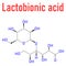 Lactobionic acid, lactobionate molecule. Skeletal formula. Chemical structure