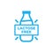 Lactose free icon or sign. linear blue bottle